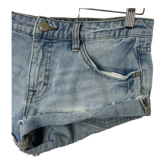 Free People Mid Rise Jean Shorts Light Wash Women's 26 Daisy Duke Distressed - Picture 3 of 8